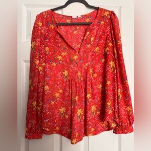 Gap Floral Pink V-Neck Women's Blouse